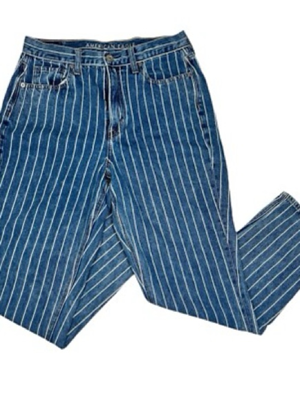 American Eagle Outfitters Blue Pinstripe Boyfriend Jeans